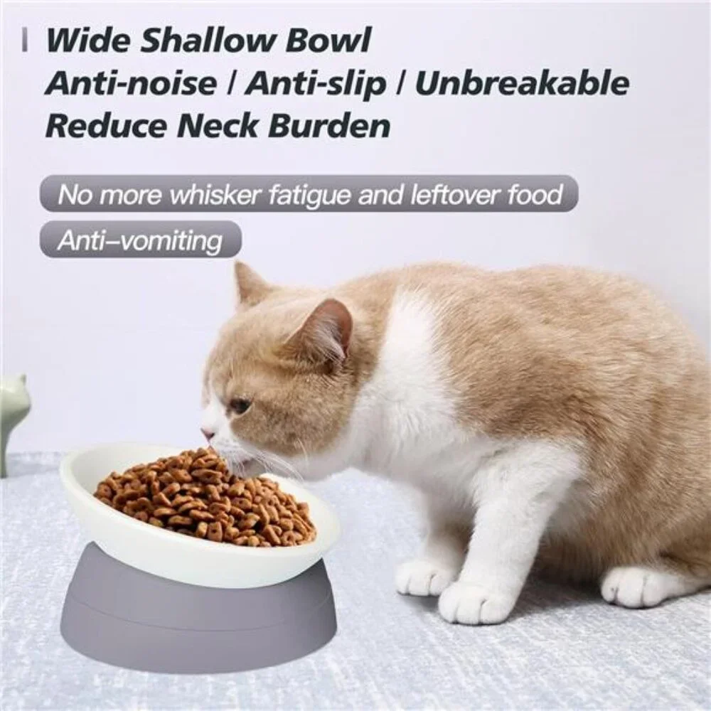 Elevated Cat Food Bowl - Adjustable, Anti-Slip & Anti-Noise,Protects Pet's Spine